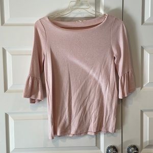 Pleione bell sleeve boat neck soft top